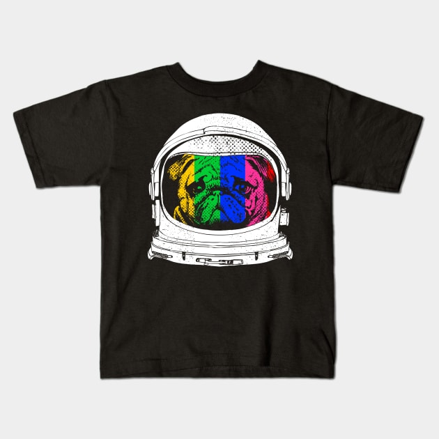 Astronaut Pug Kids T-Shirt by huebucket